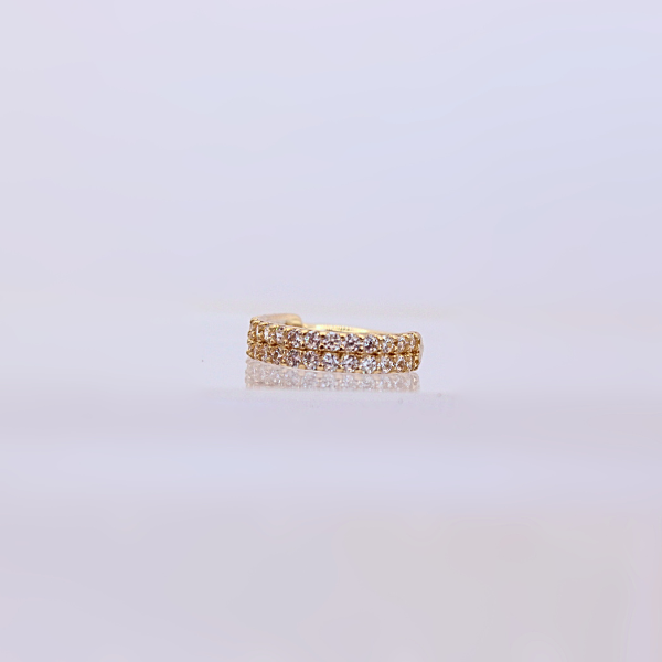 Aro Clicker Doble con Zirconias- Oro solido 14k