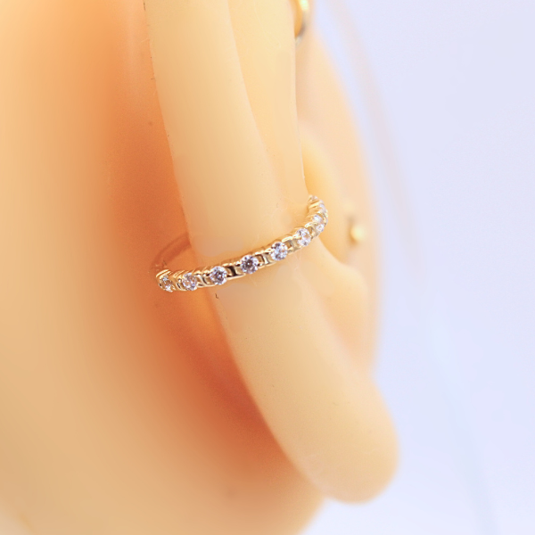 Aro Clicker con Zirconias- Oro solido 14k