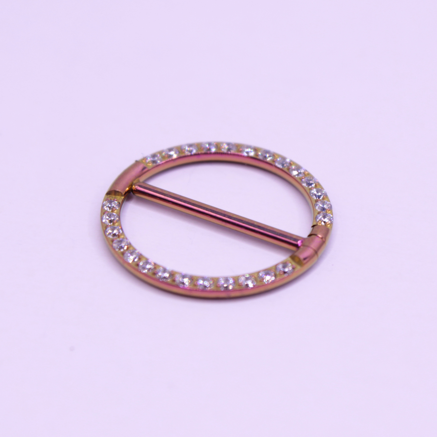 Piercing Redondo con zirconias Rosa De Titanio Para Pezón