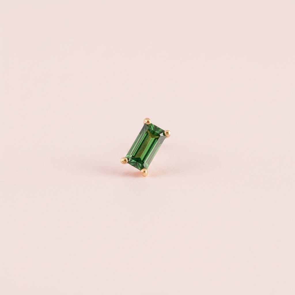 Labret cuadrado verde Push- Pin de Titanio