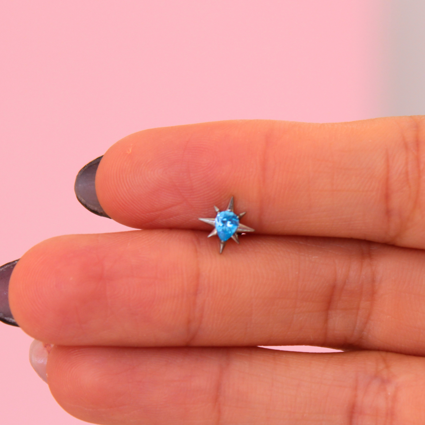 Labret Destello Zirconia Azul - Titanio