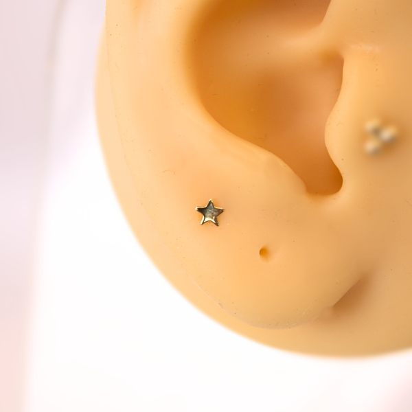 Labret Estrella- Oro solido 14k