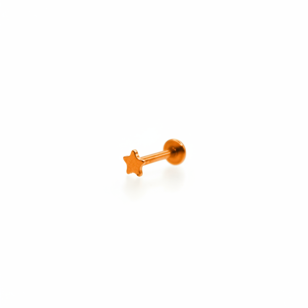 Labret estrella plana dorada - Acero quirúrgico