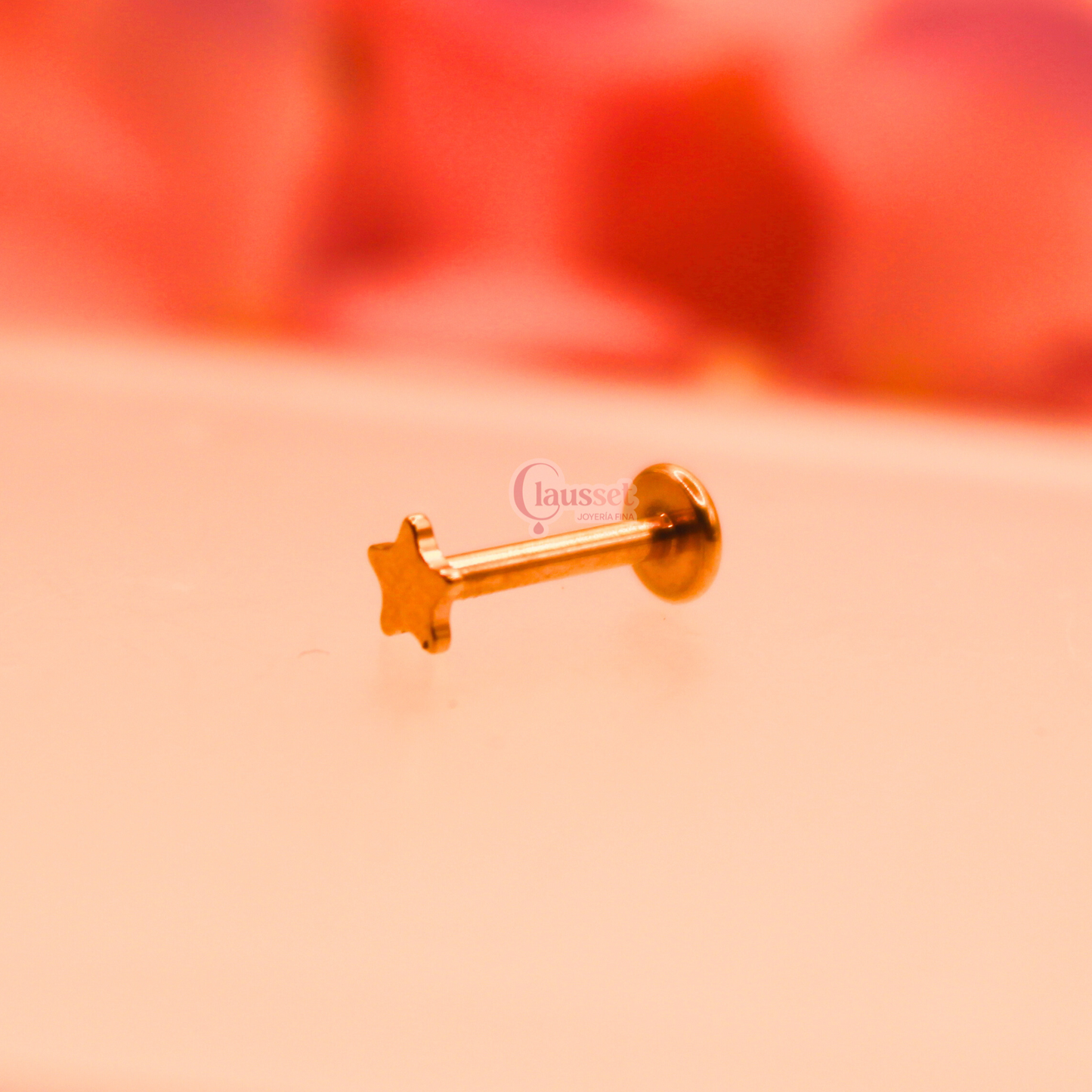Labret estrella plana dorada - Acero quirúrgico