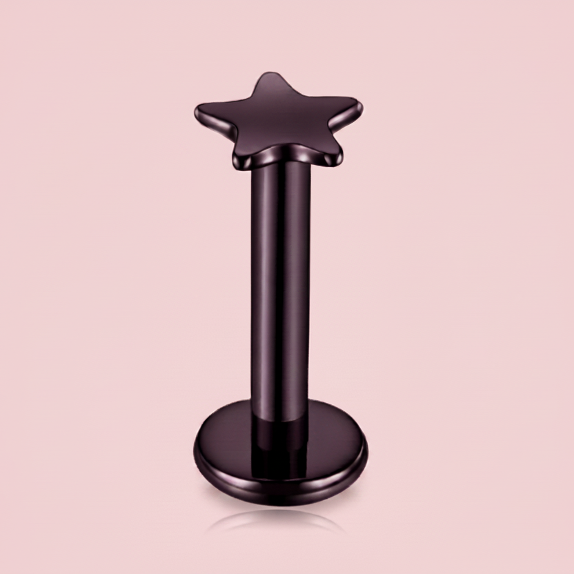 Piercing Estrella plana con recubrimiento negro - Acero quirúrgico