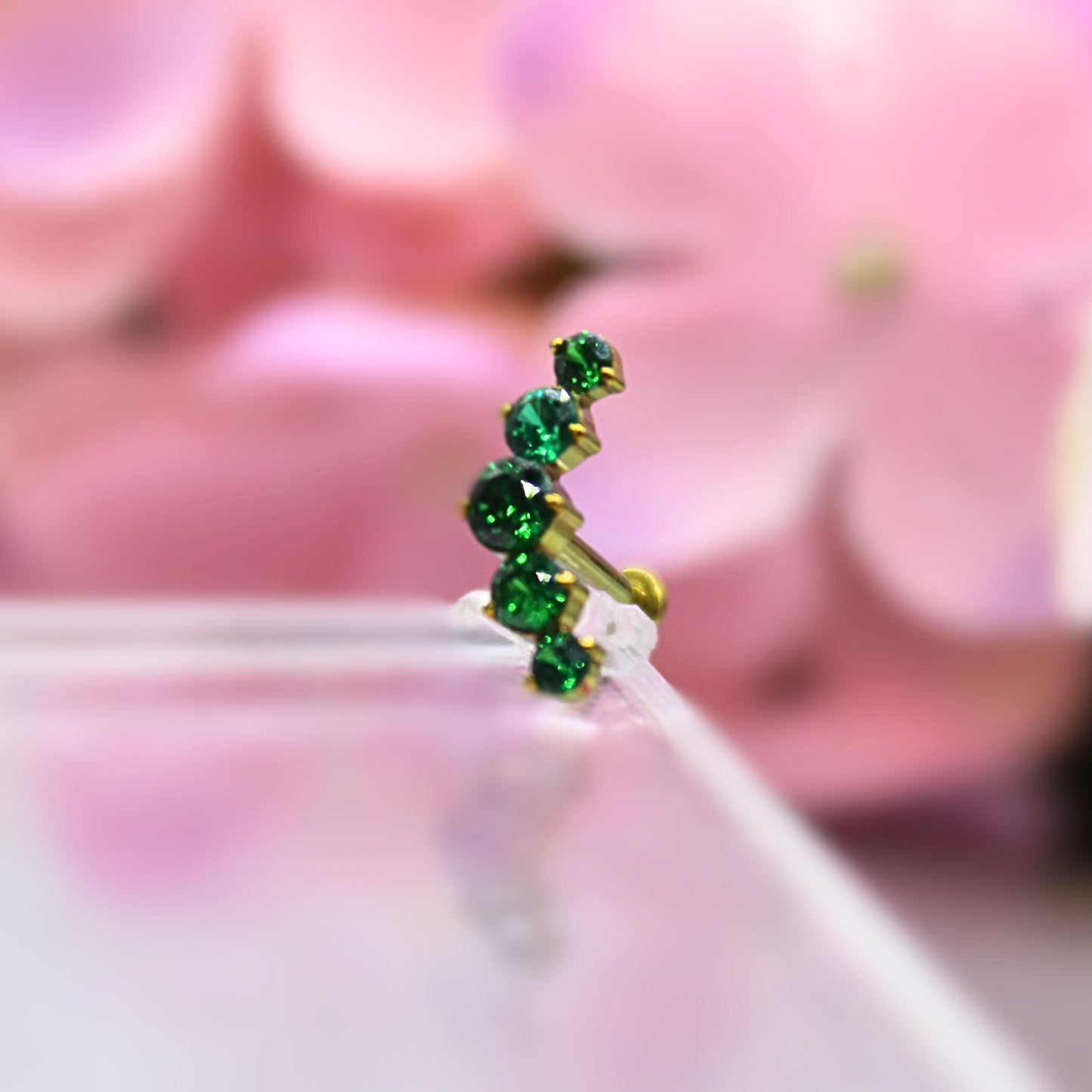 Labret Fila de zirconias Esmeraldas
