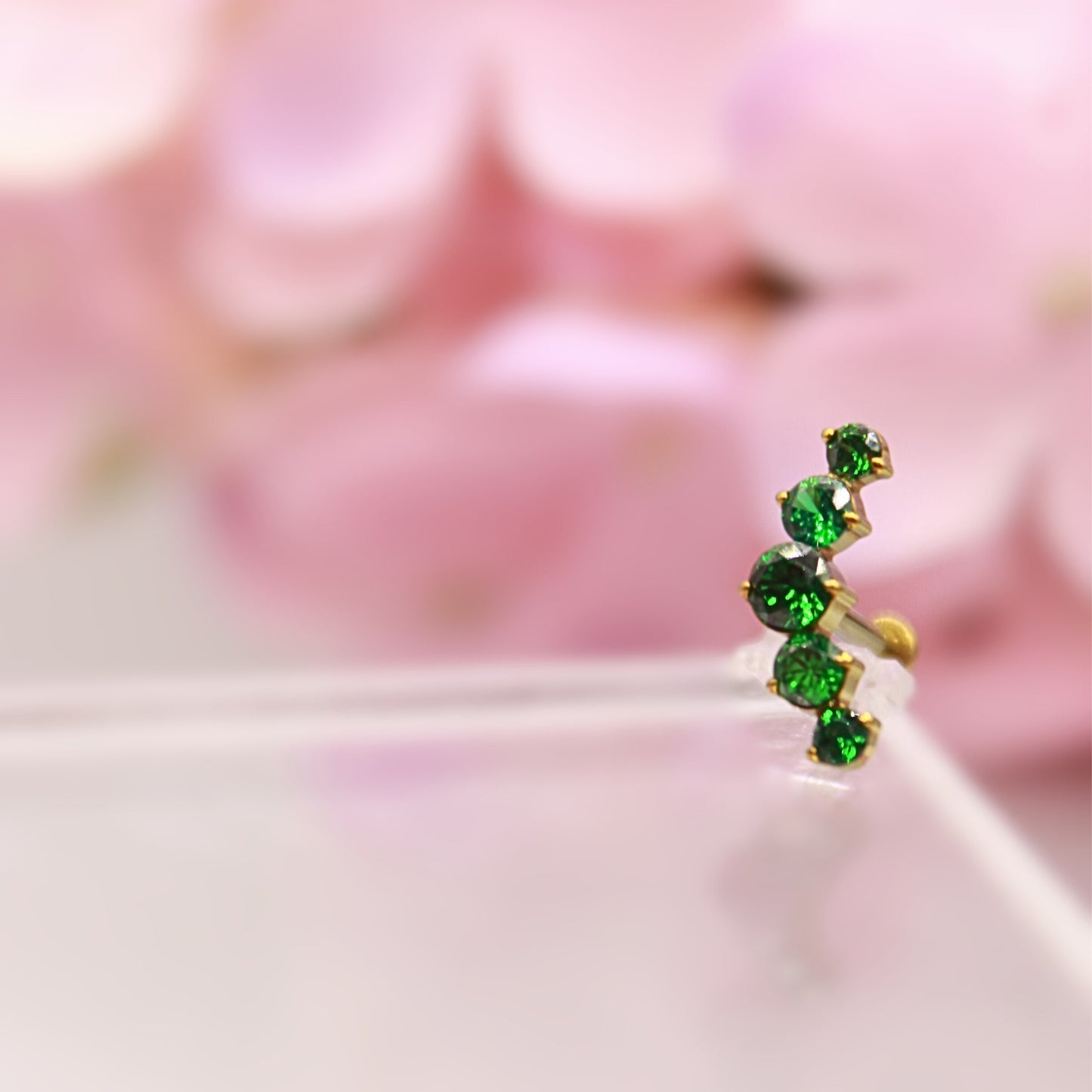 Labret Fila de zirconias Esmeraldas