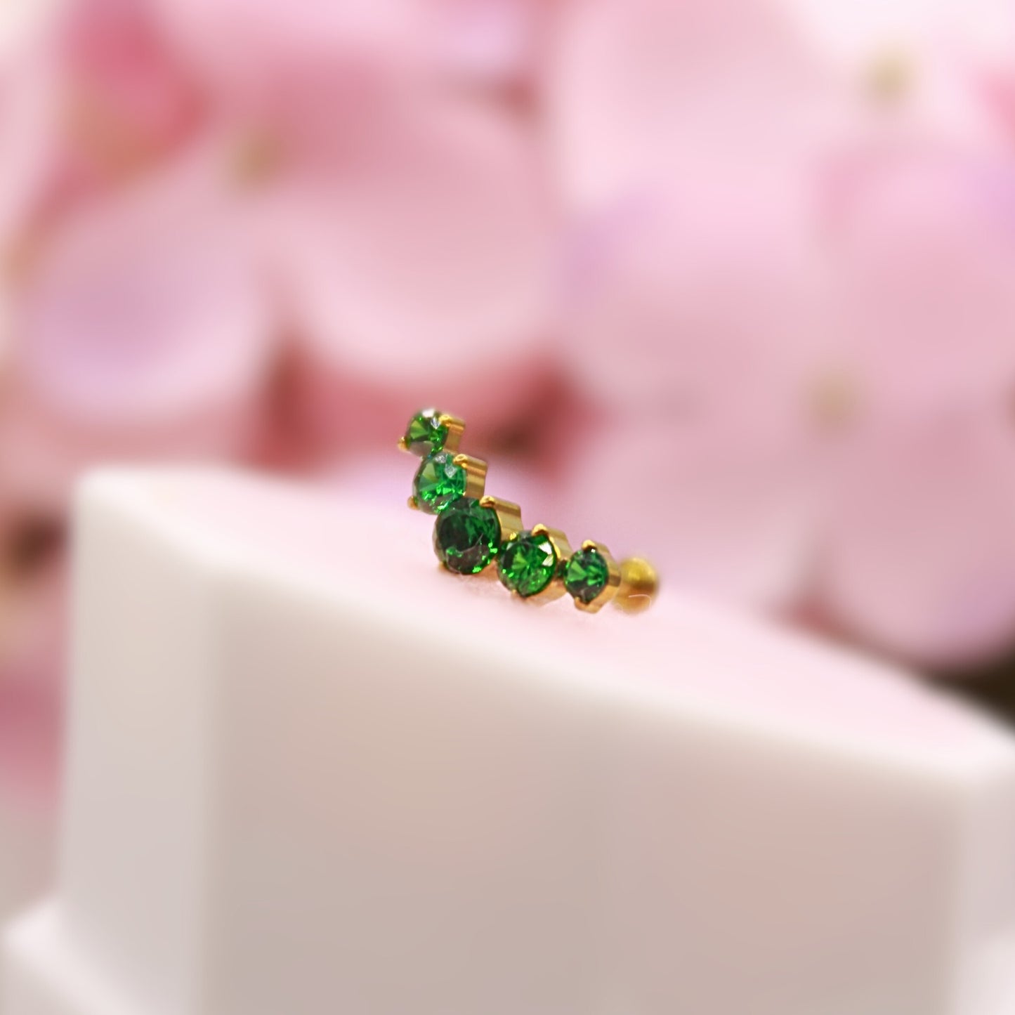 Labret Fila de zirconias Esmeraldas