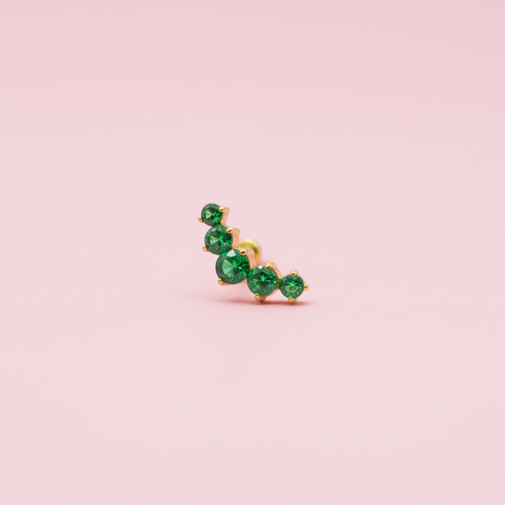Piercing Fila de zirconias Esmeraldas - Titanio