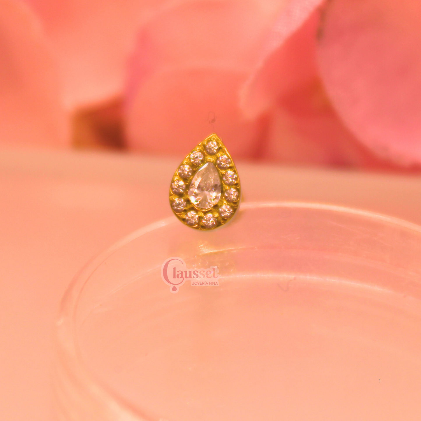 Labret Gota Turca blanca - Titanio