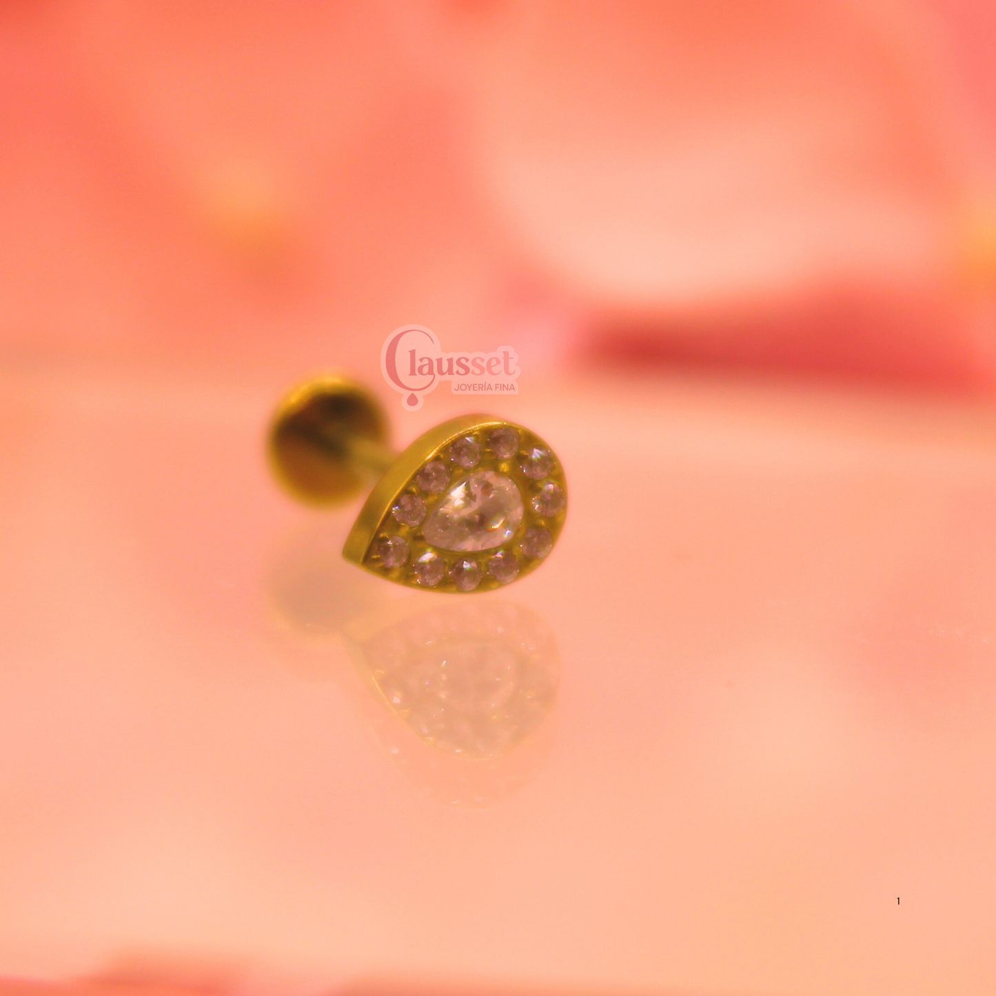 Labret Gota Turca blanca - Titanio