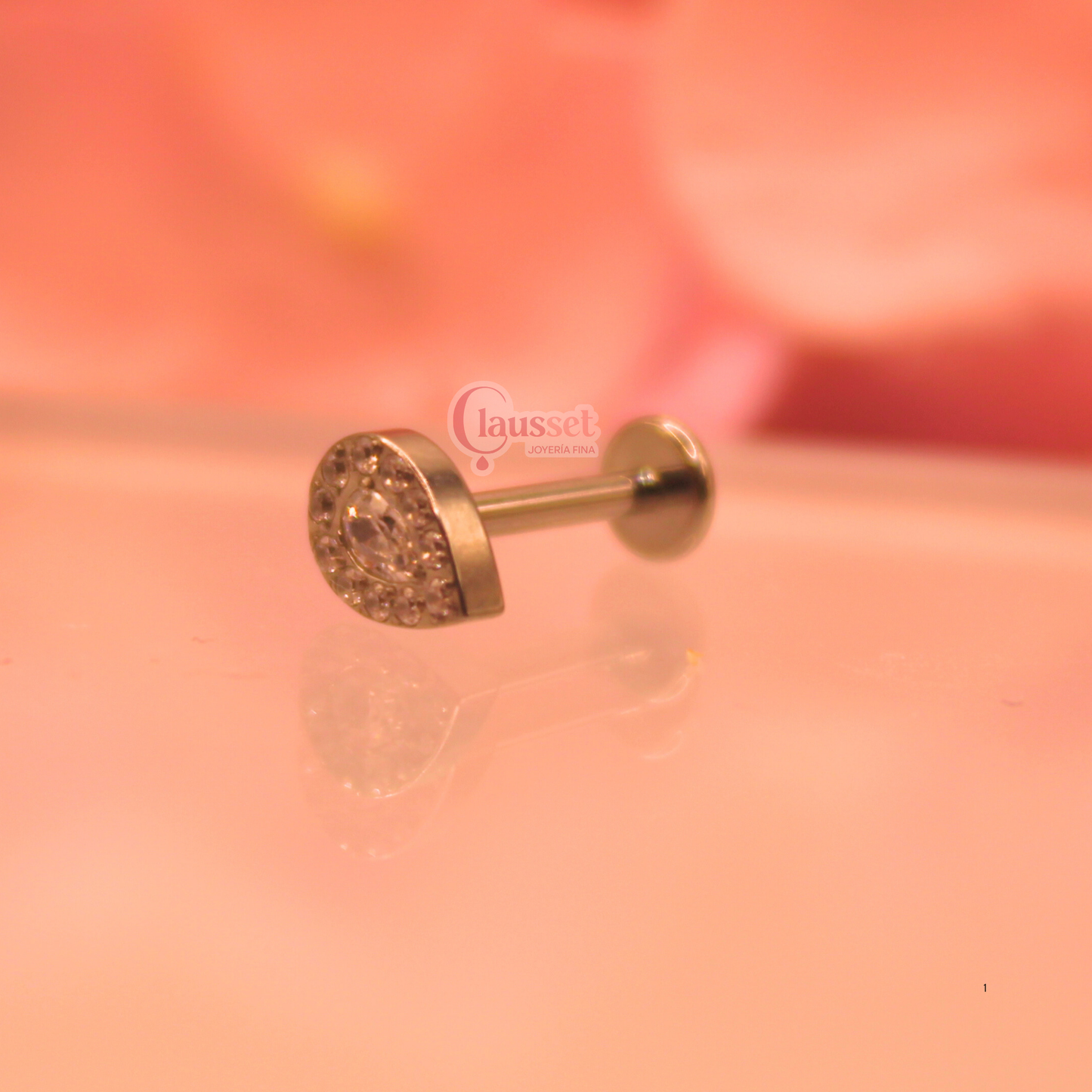 Labret Gota Turca blanca - Titanio
