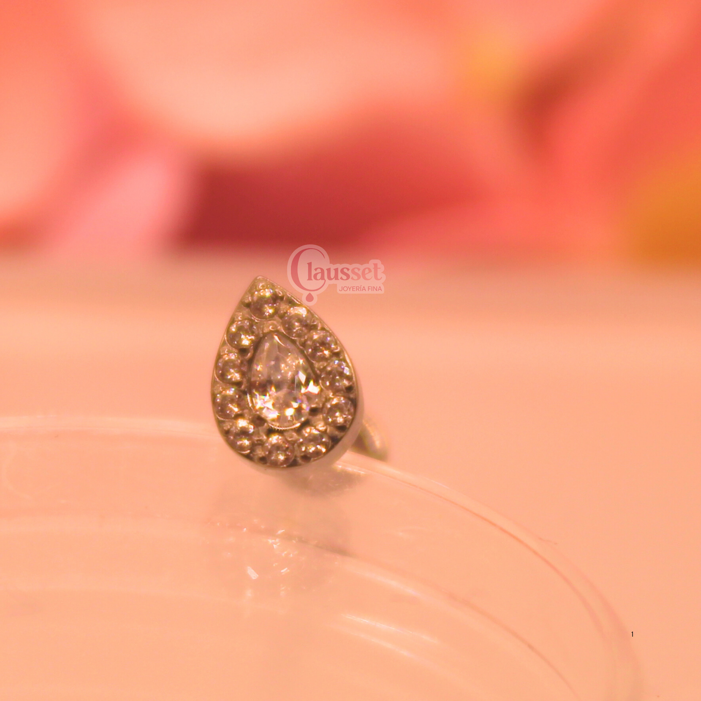 Labret Gota Turca blanca - Titanio