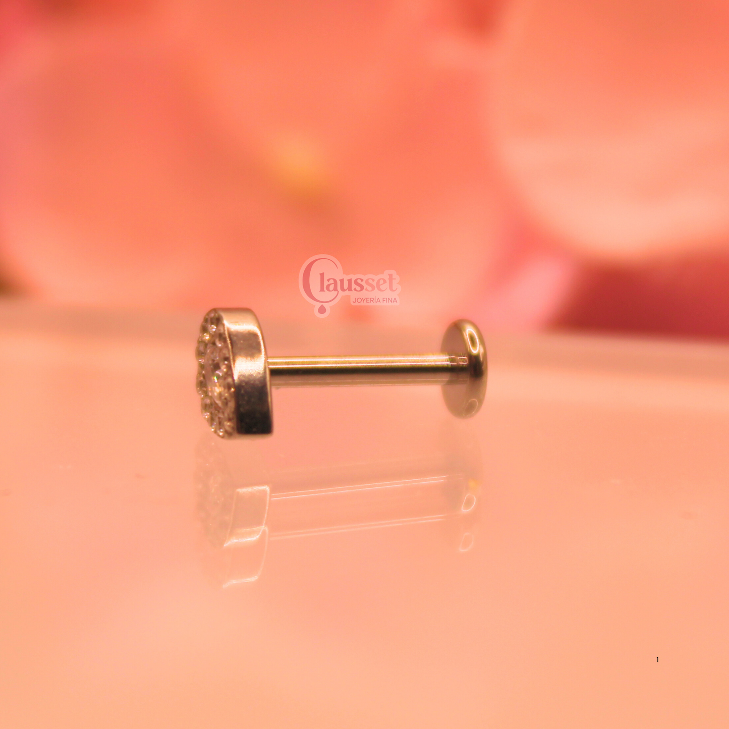 Labret Gota Turca blanca - Titanio