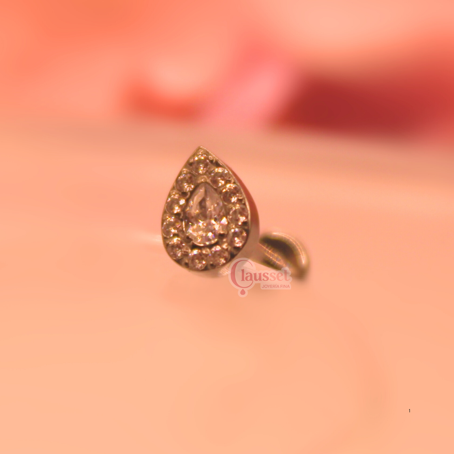 Labret Gota Turca blanca - Titanio