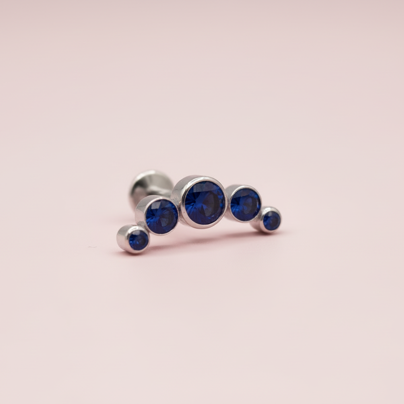 Piercing 5 pastillas azul marino - Titanio