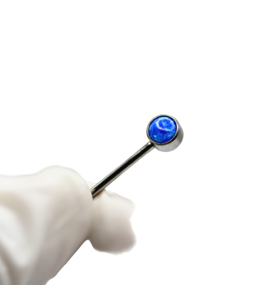 Piercing para Pezón 2 pastillas de opalos azules - Titanio