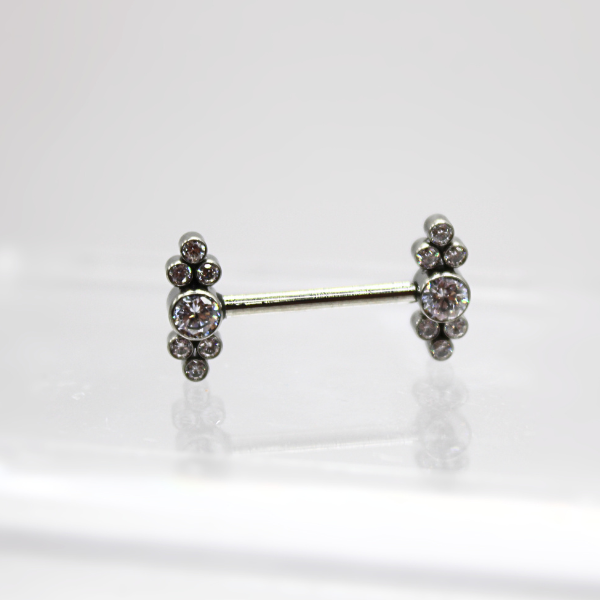 Barbell Titanio para Pezón diseño "12 micropastillas"- Zirconias blancas