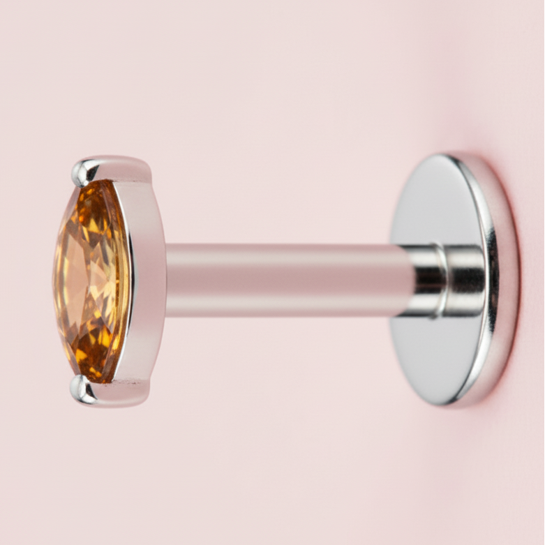 Piercing Rombi champagne - Titanio Grado Implante (Labret)h