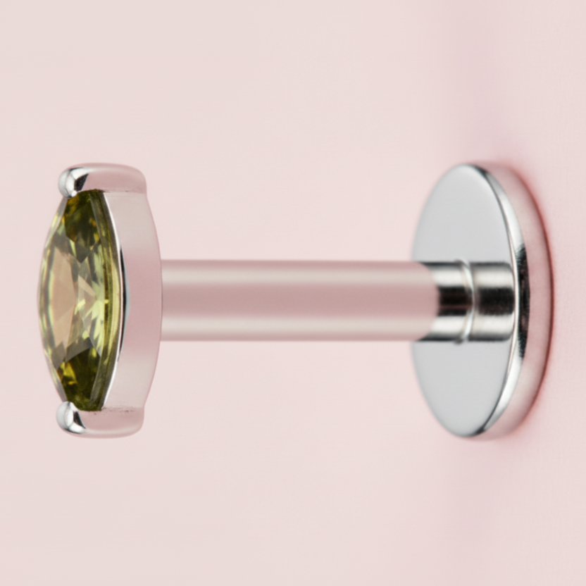 Piercing Rombi Verde - Titanio (Labret)