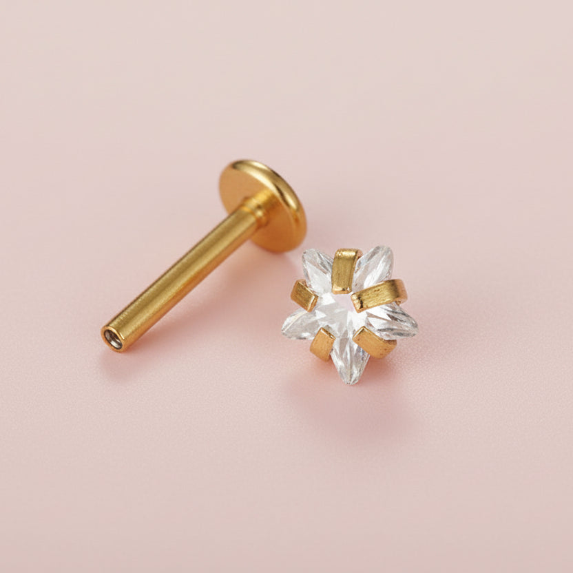 Piercing zirconia estrella - Acero quirúrgico