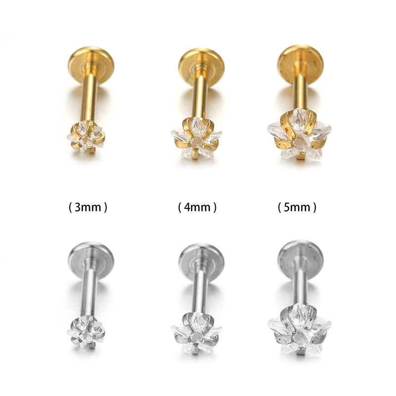 Piercing zirconia estrella - Acero quirúrgico