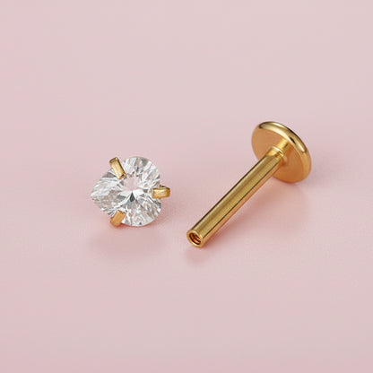 Labret zirconia corazón dorado - Acero quirúrgico