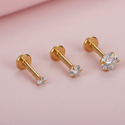 Labret zirconia corazón dorado - Acero quirúrgico