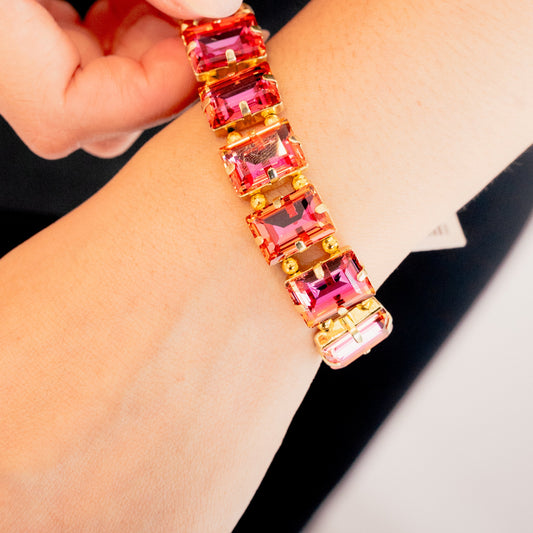 Pulsera swarovski rosa - Oro laminado