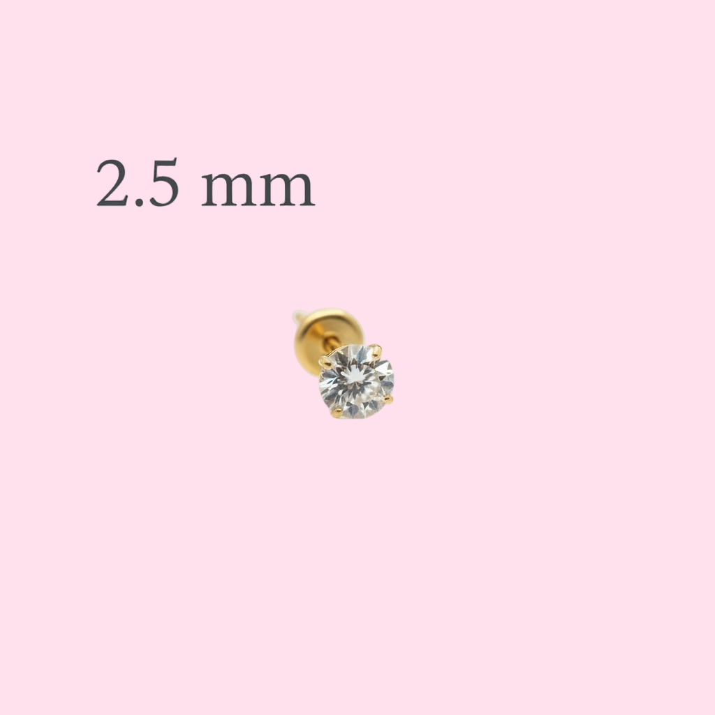 Piercing oreja y nariz zirconia 2.5mm  - Titanio