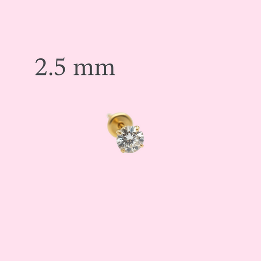 Piercing oreja y nariz zirconia 2.5mm  - Titanio