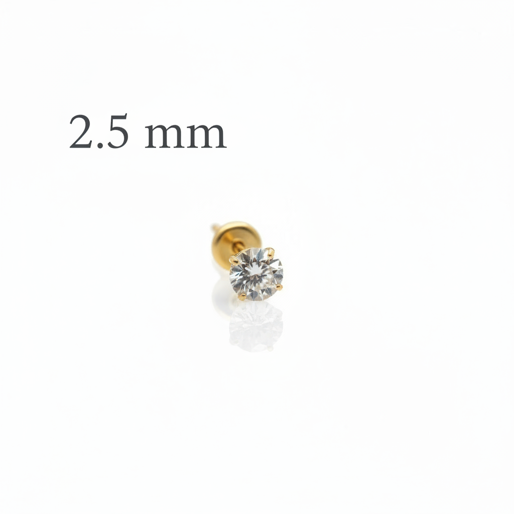 Piercing oreja y nariz zirconia 2.5mm  - Titanio