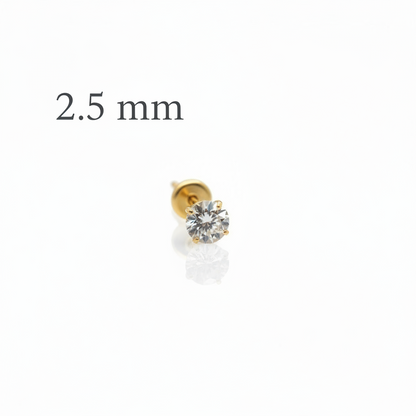 Piercing oreja y nariz zirconia 2.5mm  - Titanio