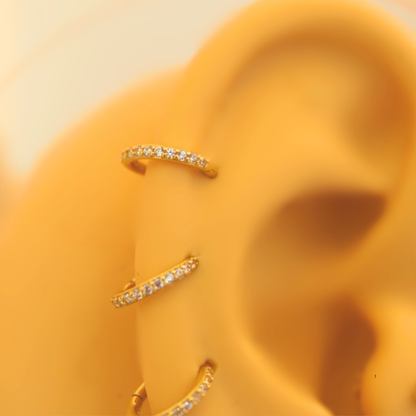 Aro clicker zirconias 6mm - Oro sólido 14k
