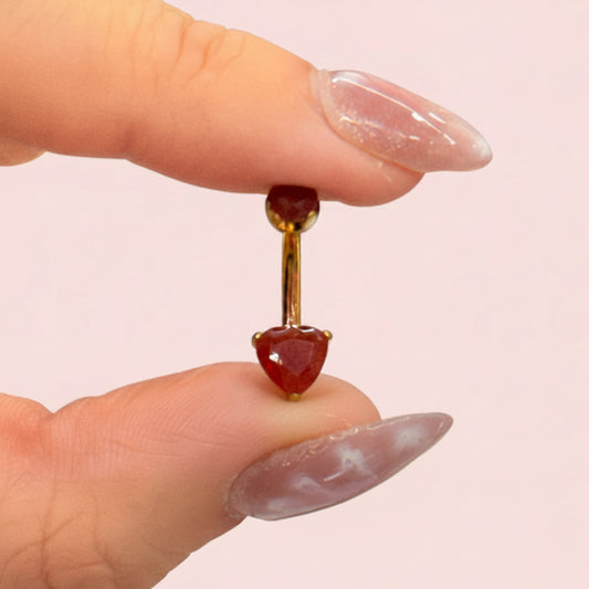 Piercing de ombligo opalo corazón rojo - Titanio
