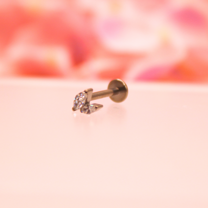 Labret hojita doble zirconias blancas - Titanio