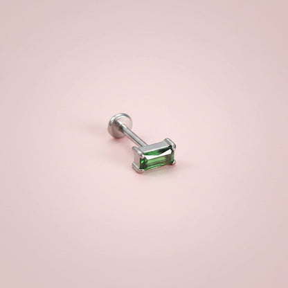 Labret cuadrado verde  Push- Pin de Titanio