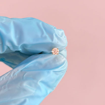 Piercing zirconia 3mm  Push- Pin RECUBRIMIENTO PVD GOLD