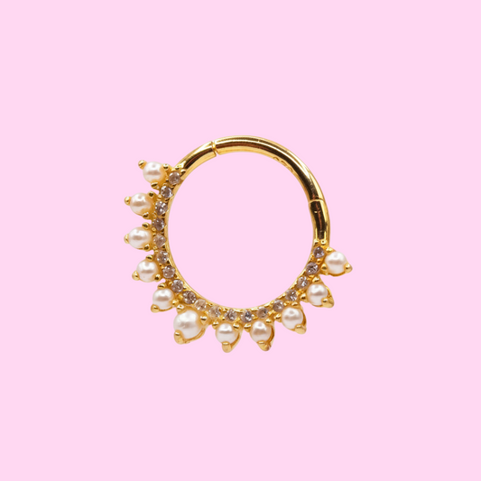 Aro Clicker perlas - Plata Esterlina .925