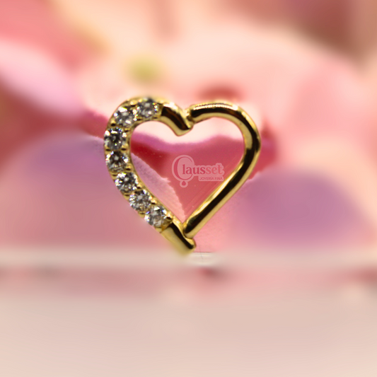 Aro clicker corazón - Oro solido 14k