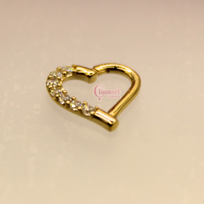 Aro clicker corazón - Oro solido 14k