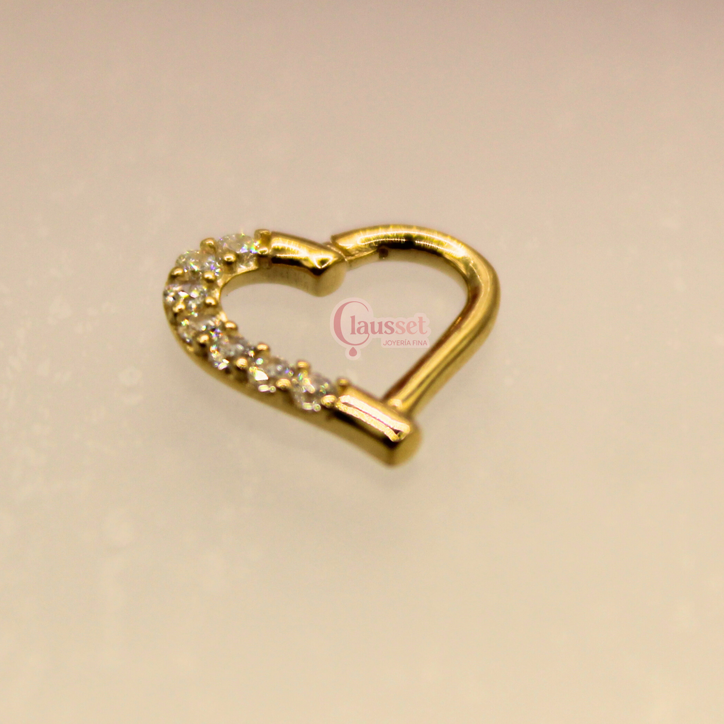 Aro clicker corazón - Oro solido 14k