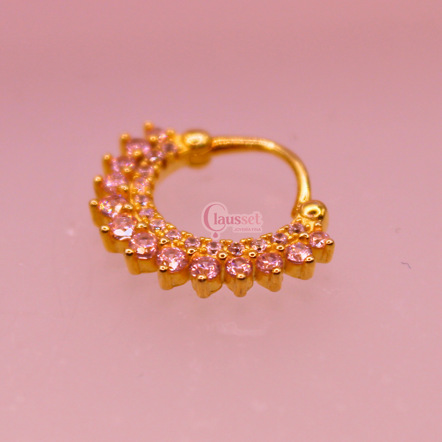 Aro Clicker rosa - Plata Esterlina .925
