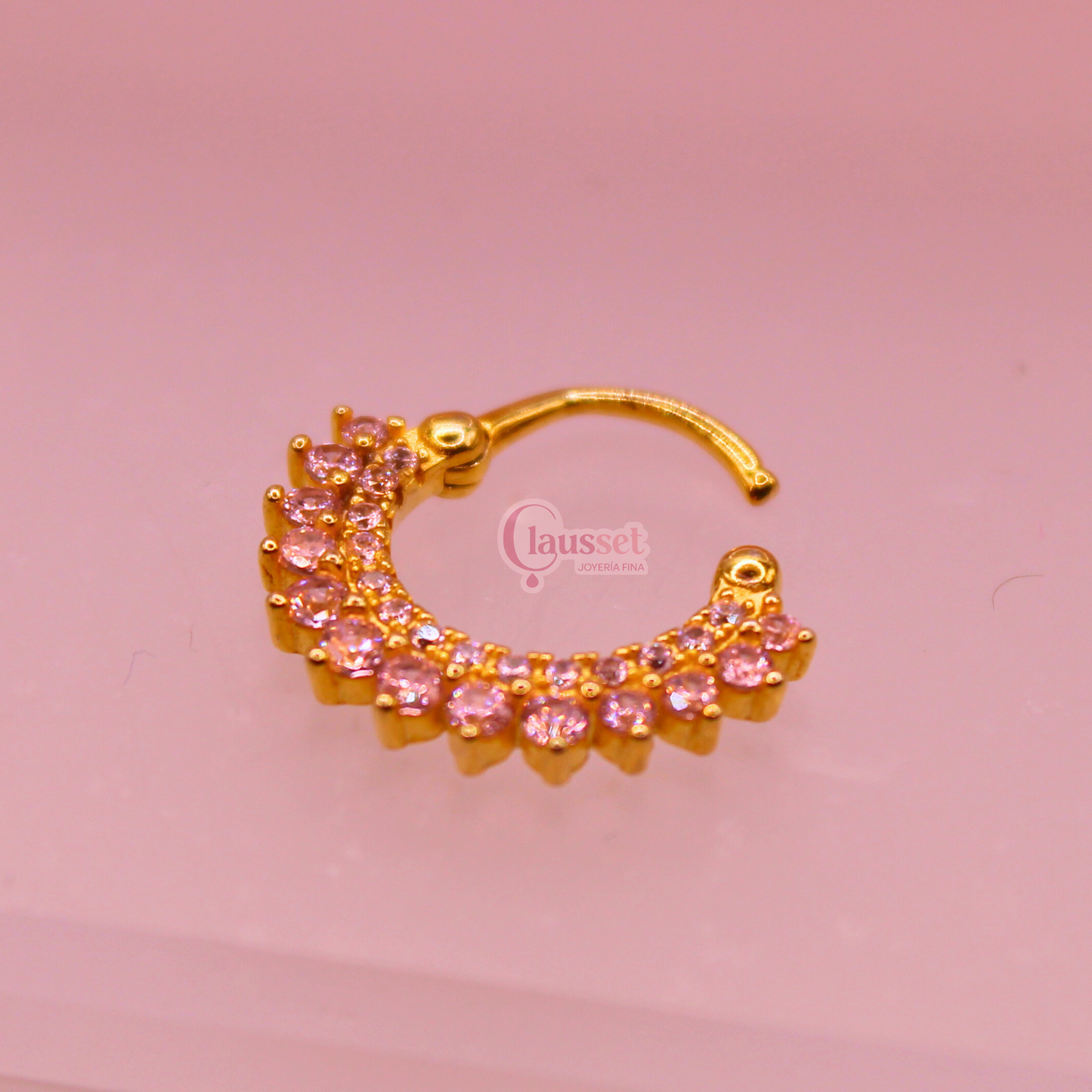Aro Clicker rosa - Plata Esterlina .925