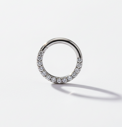 Piercing Aro Clicker con Zirconias de frente- Titanio