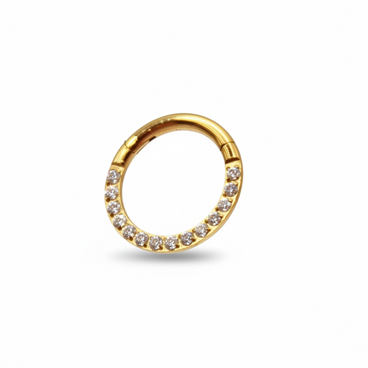 Piercing Aro Clicker con Zirconias de frente- Titanio