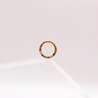 Aro Clicker Zirconias multicolor Titanio- Dorado