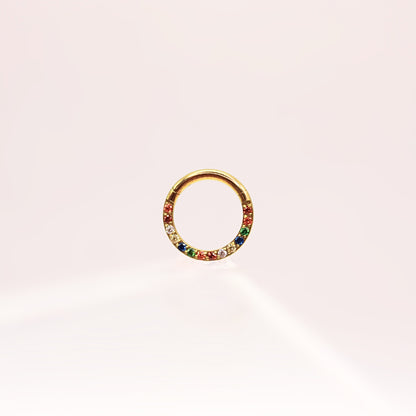 Aro Clicker Zirconias multicolor Titanio- Dorado