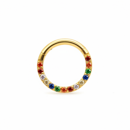 Piercing Aro Clicker Zirconias multicolor - Titanio