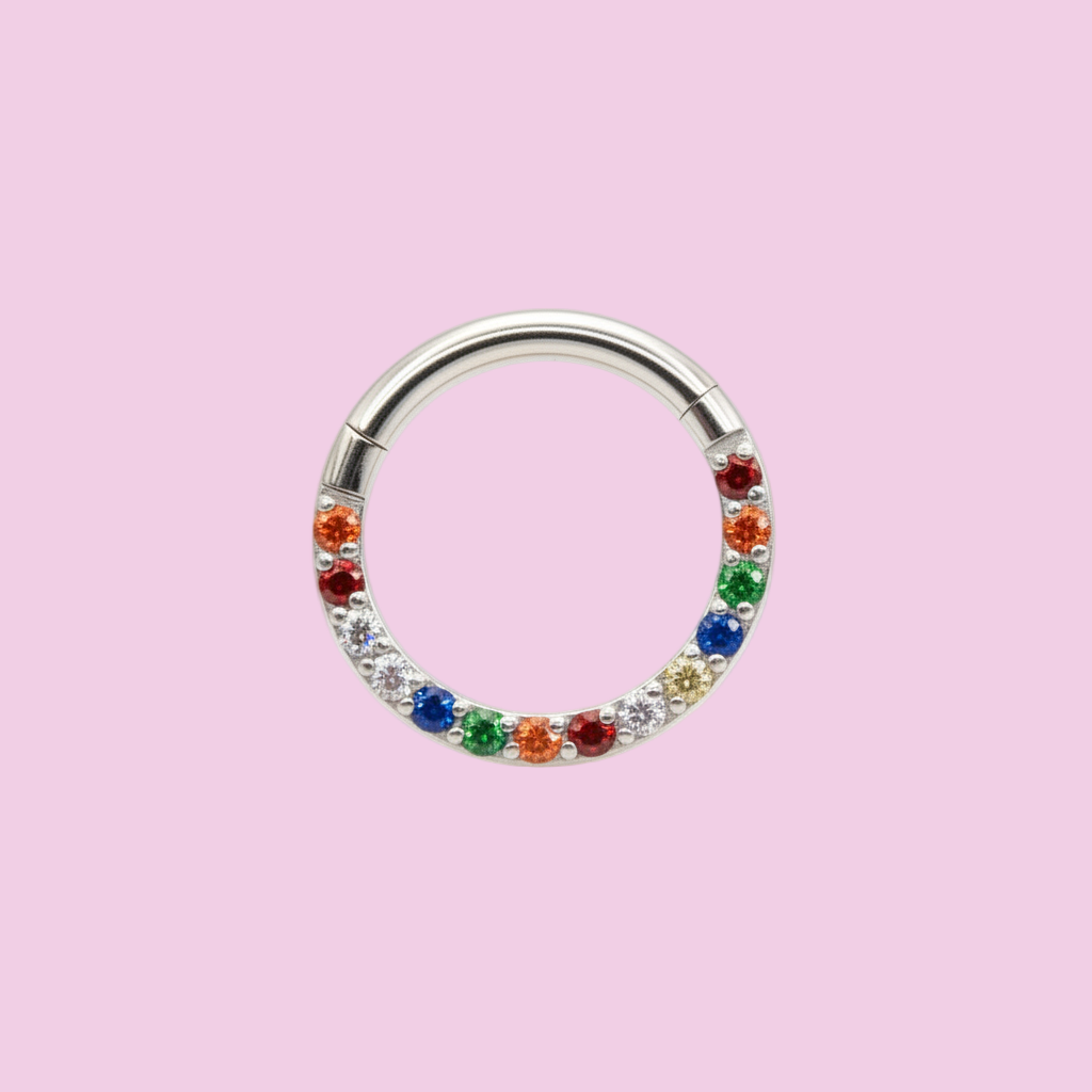 Piercing Aro Clicker Zirconias multicolor - Titanio